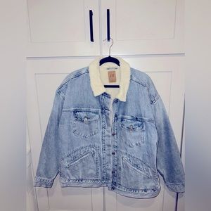 Men’s XL Jean Jacket Fleece Gap Light Blue In Excellent Condition